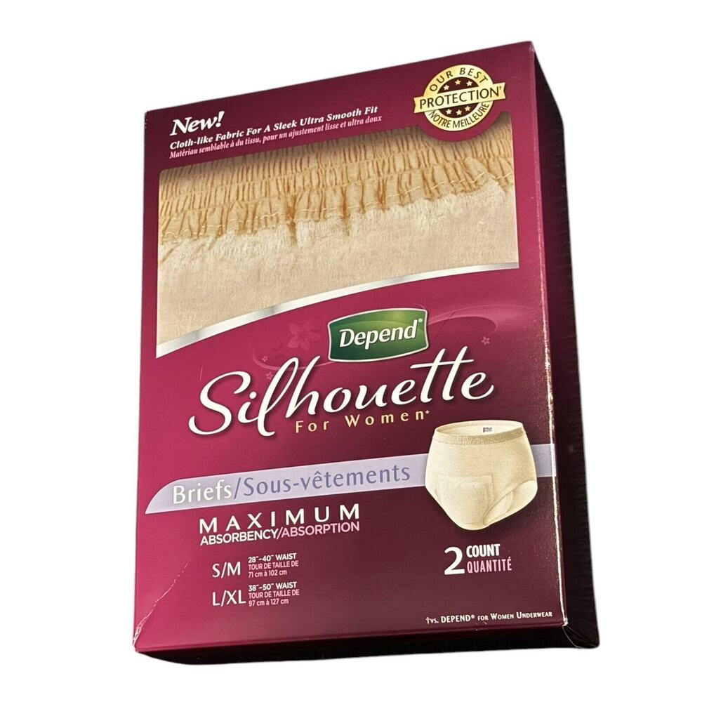 Silhouette By Depend‎ Briefs Underwear Women 2 Pack Maximum Absorbency SEALED